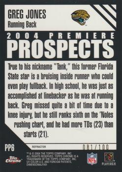 2004 Topps Chrome - Premiere Prospects Refractors #PP6 Greg Jones Back