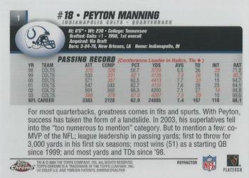 2004 Topps Chrome - Refractors #1 Peyton Manning Back