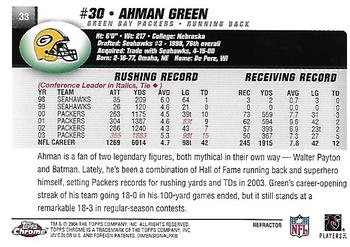 2004 Topps Chrome - Refractors #33 Ahman Green Back