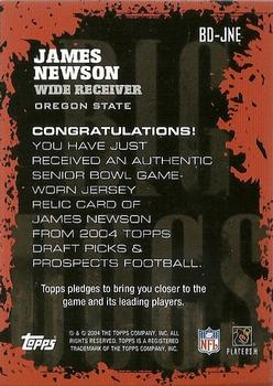 2004 Topps Draft Picks & Prospects - Big Dog Relics #BD-JNE James Newson Back