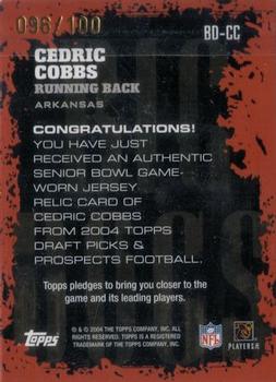 2004 Topps Draft Picks & Prospects - Big Dog Relics Silver #BD-CC Cedric Cobbs Back