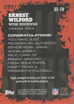 2004 Topps Draft Picks & Prospects - Big Dog Relics Silver #BD-EW Ernest Wilford Back