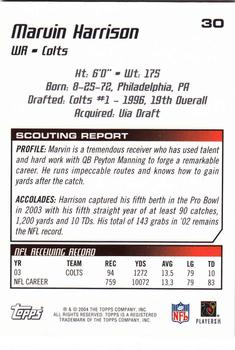 2004 Topps Draft Picks & Prospects - Chrome #30 Marvin Harrison Back