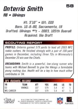 2004 Topps Draft Picks & Prospects - Chrome #58 Onterrio Smith Back