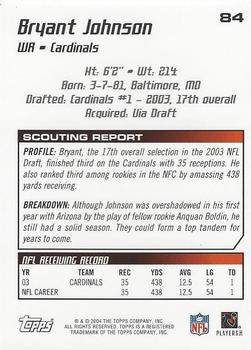 2004 Topps Draft Picks & Prospects - Chrome #84 Bryant Johnson Back