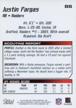 2004 Topps Draft Picks & Prospects - Chrome #86 Justin Fargas Back