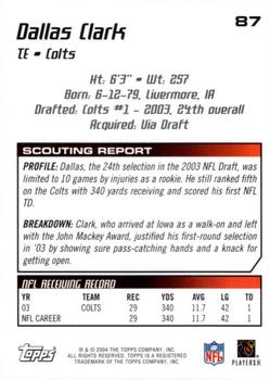 2004 Topps Draft Picks & Prospects - Chrome #87 Dallas Clark Back