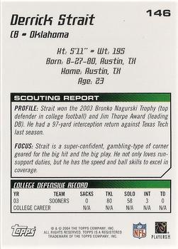 2004 Topps Draft Picks & Prospects - Chrome #146 Derrick Strait Back