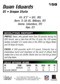 2004 Topps Draft Picks & Prospects - Chrome #158 Dwan Edwards Back