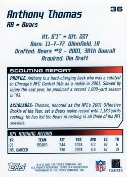 2004 Topps Draft Picks & Prospects - Gold Chrome #36 Anthony Thomas Back