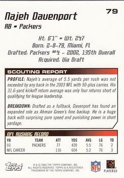 2004 Topps Draft Picks & Prospects - Gold Chrome #79 Najeh Davenport Back