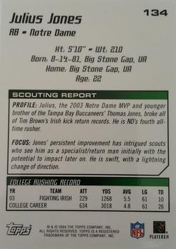 2004 Topps Draft Picks & Prospects - Gold Chrome #134 Julius Jones Back