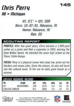 2004 Topps Draft Picks & Prospects - Gold Chrome #145 Chris Perry Back