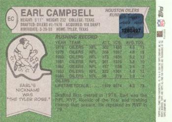 2004 Topps All-Time Fan Favorites - Autographs #EC Earl Campbell Back