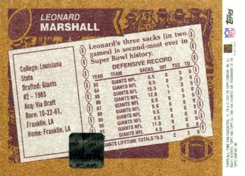 2004 Topps All-Time Fan Favorites - Autographs #LM Leonard Marshall Back