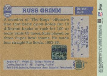2004 Topps All-Time Fan Favorites - Autographs #RGR Russ Grimm Back