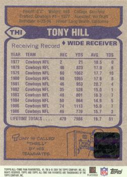 2004 Topps All-Time Fan Favorites - Autographs #THI Tony Hill Back