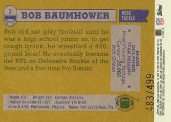 2004 Topps All-Time Fan Favorites - Chrome #3 Bob Baumhower Back