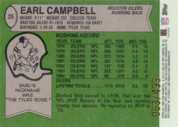 2004 Topps All-Time Fan Favorites - Chrome #25 Earl Campbell Back