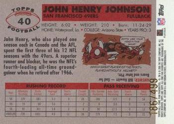 2004 Topps All-Time Fan Favorites - Chrome #40 John Henry Johnson Back