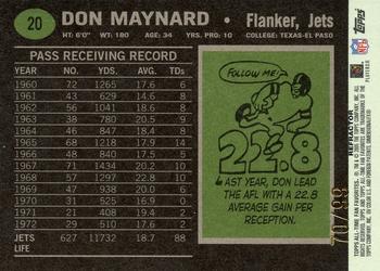 2004 Topps All-Time Fan Favorites - Chrome Refractors #20 Don Maynard Back