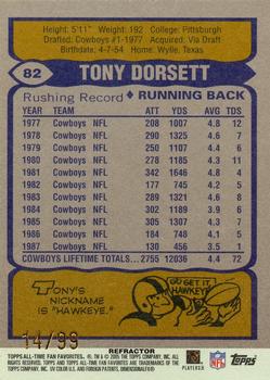 2004 Topps All-Time Fan Favorites - Chrome Refractors #82 Tony Dorsett Back