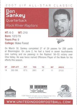 2007 MultiAd UIF All Star Classic #NNO Ben Sankey Back