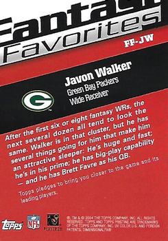 2004 Topps Pristine - Fantasy Favorites Jersey #FF-JW Javon Walker Back