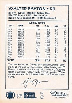 1988 Kenner Starting Lineup Cards - Unreleased Figure Aftermarket #3599119020 Walter Payton Back