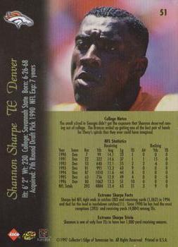 1997 Collector's Edge Extreme #51 Shannon Sharpe Back