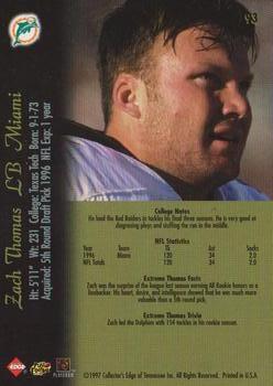 1997 Collector's Edge Extreme #93 Zach Thomas Back