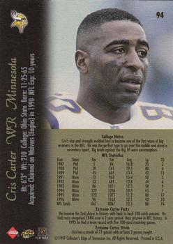 1997 Collector's Edge Extreme #94 Cris Carter Back