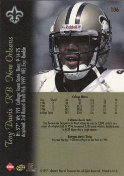 1997 Collector's Edge Extreme #106 Troy Davis Back
