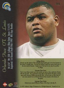 1997 Collector's Edge Extreme #166 Orlando Pace Back