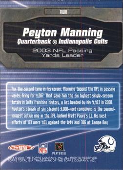 2004 Topps Total - Award Winners #AW8 Peyton Manning Back