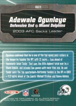 2004 Topps Total - Award Winners #AW14 Adewale Ogunleye Back