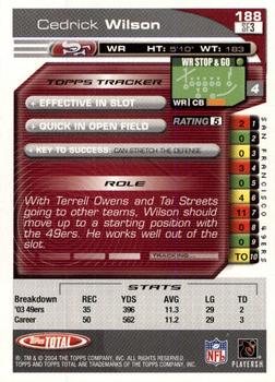 2004 Topps Total - First Edition #188 Cedrick Wilson Back
