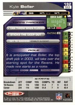 2004 Topps Total - First Edition #192 Kyle Boller Back