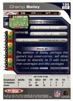 2004 Topps Total - First Edition #199 Champ Bailey Back