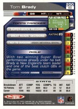 2004 Topps Total - First Edition #200 Tom Brady Back