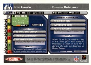 2004 Topps Total - First Edition #247 Ken Hamlin / Damien Robinson Back