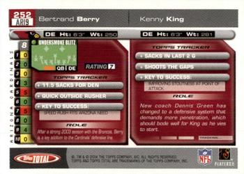 2004 Topps Total - First Edition #252 Bertrand Berry / Kenny King Back