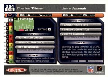 2004 Topps Total - First Edition #254 Charles Tillman / Jerry Azumah Back