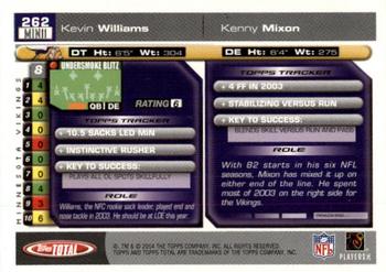 2004 Topps Total - First Edition #262 Kevin Williams / Kenny Mixon Back