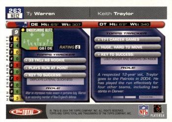 2004 Topps Total - First Edition #263 Ty Warren / Keith Traylor Back