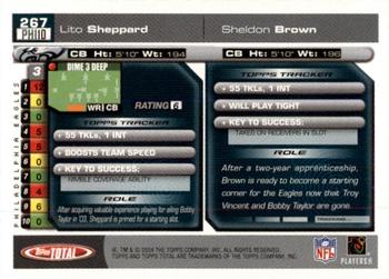 2004 Topps Total - First Edition #267 Lito Sheppard / Sheldon Brown Back