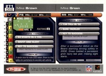 2004 Topps Total - First Edition #271 Mike Brown / Mike Green Back