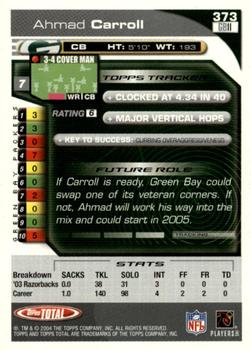 2004 Topps Total - First Edition #373 Ahmad Carroll Back