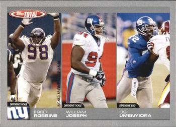 2004 Topps Total - Silver #295 Fred Robbins / William Joseph / Osi Umenyiora Front