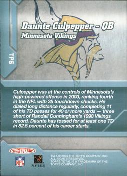2004 Topps Total - Total Production #TP6 Daunte Culpepper Back